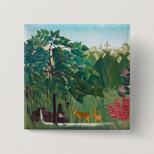 Henri Rousseau - The Waterfall 15 Cm Square Badge