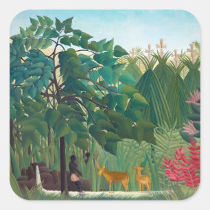 Henri Rousseau - The Waterfall Square Sticker