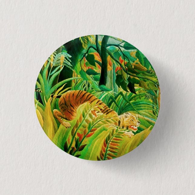 Henri Rousseau Tiger in a Tropical Storm Button (Front)