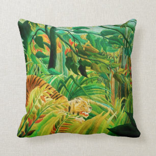 Henri Rousseau Tiger in a Tropical Storm Pillow