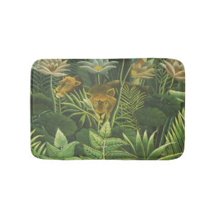 Henri Rousseau Tropical Jungle Lion Vintage Print Bath Mat