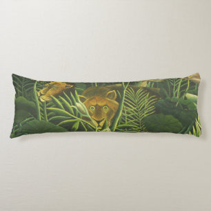 Henri Rousseau Tropical Jungle Lion Vintage Print Body Cushion
