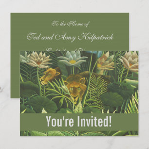 Henri Rousseau Tropical Jungle Lion Vintage Print Invitation