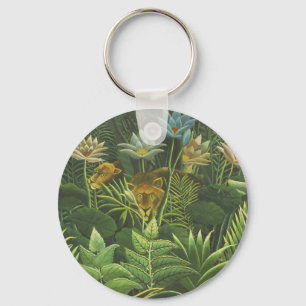 Henri Rousseau Tropical Jungle Lion Vintage Print Key Ring