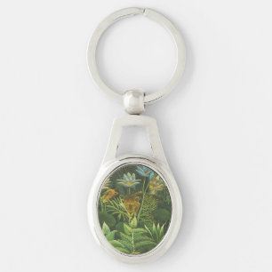 Henri Rousseau Tropical Jungle Lion Vintage Print Key Ring