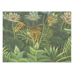 Henri Rousseau Tropical Jungle Lion Vintage Print Tablecloth