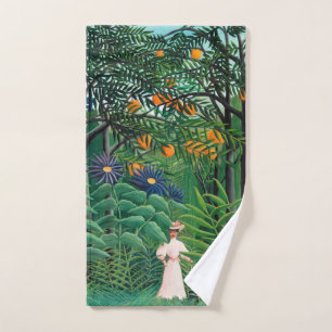 Henri Rousseau - Woman Walking in an Exotic Forest Bath Towel Set