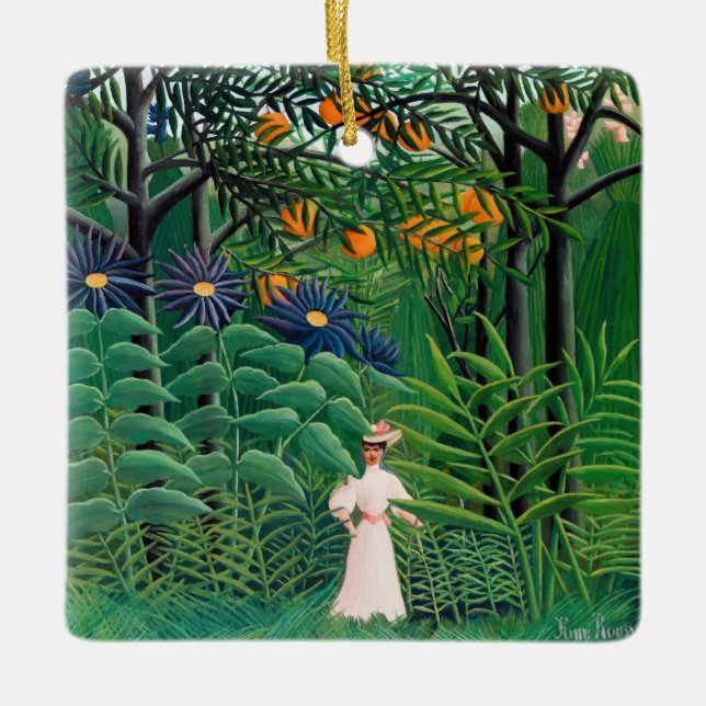 Henri Rousseau - Woman Walking in an Exotic Forest Ceramic Ornament (Front)