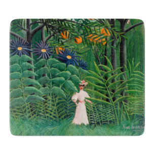 Henri Rousseau - Woman Walking in an Exotic Forest Cutting Board