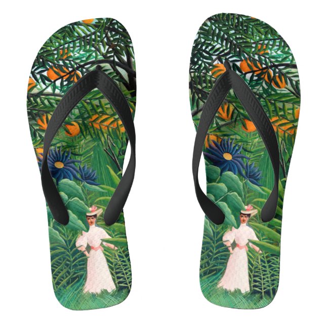 Henri Rousseau - Woman Walking in an Exotic Forest Flip Flops (Footbed)