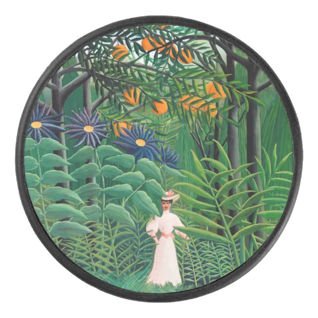 Henri Rousseau - Woman Walking in an Exotic Forest Hockey Puck (Front)