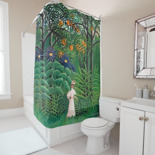 Henri Rousseau - Woman Walking in an Exotic Forest Shower Curtain (In Situ)