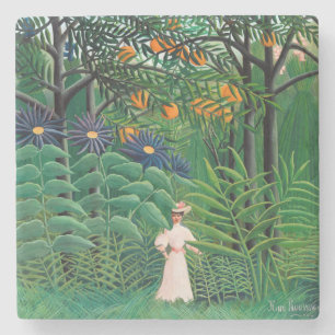 Henri Rousseau - Woman Walking in an Exotic Forest Stone Coaster