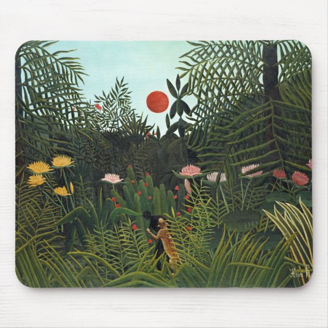 Henri Rousseau's Virgin Forest with Sunset (1910) Mouse Mat (Front)