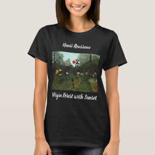 Henri Rousseau's Virgin Forest with Sunset Black T-Shirt