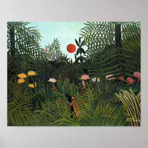 Henri Rousseau's Virgin Forest with Sunset Poster