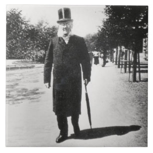 Henrik Ibsen (1828-1906) in Oslo, 1896 (b/w photo) Tile