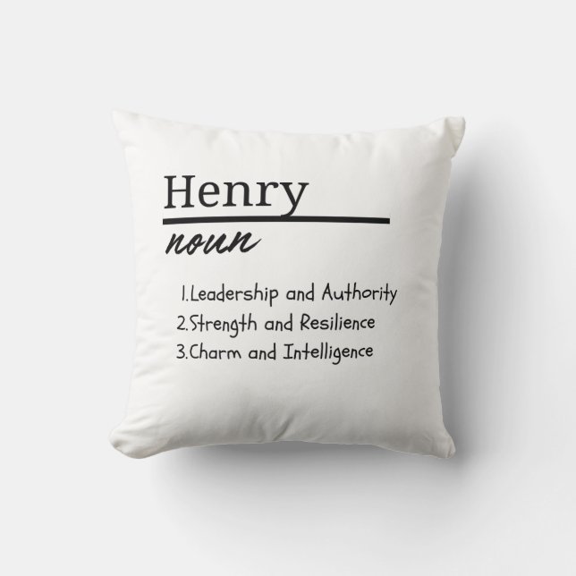 Henry, Boy Personalised Name Definition Cushion (Front)
