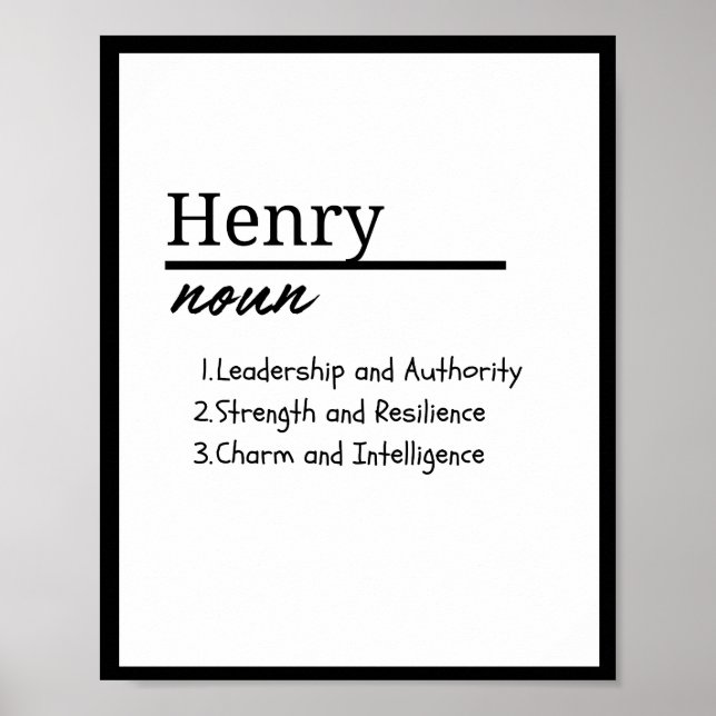 Henry, Boy Personalised Name Definition Poster (Front)