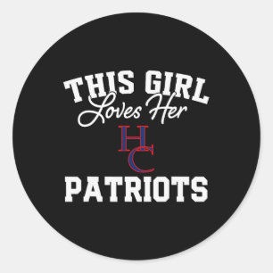 Henry County Patriots Logo This Girl Loves Her Hs Classic Round Sticker