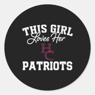 Henry County Patriots Logo This Girl Loves Her Hs Classic Round Sticker