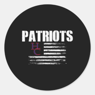 Henry County Patriots Logo Usa Flag Pride Hs Classic Round Sticker