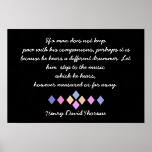 Henry David Thoreau - Different Drummer quote Poster