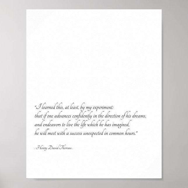 Henry David Thoreau Inspirational Quote Art Poster (Front)