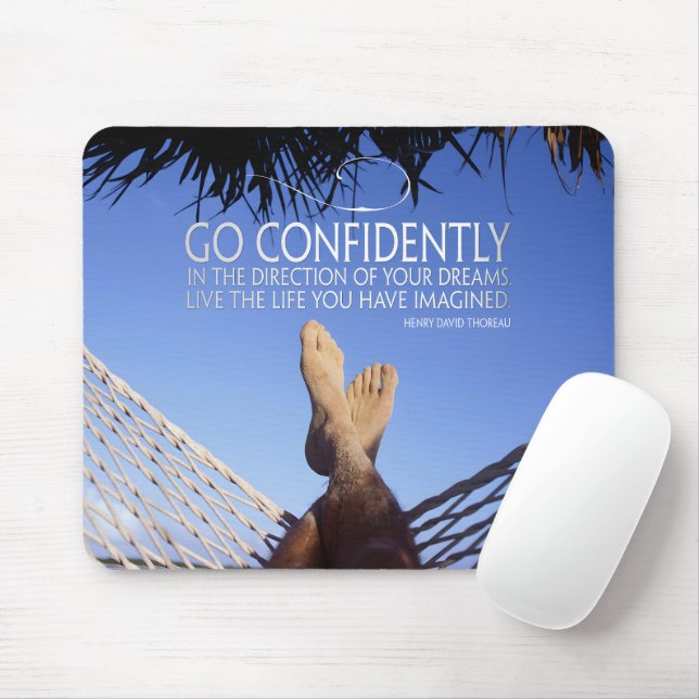 Henry David Thoreau Inspirational Quote Confidence Mouse Mat (With Mouse)