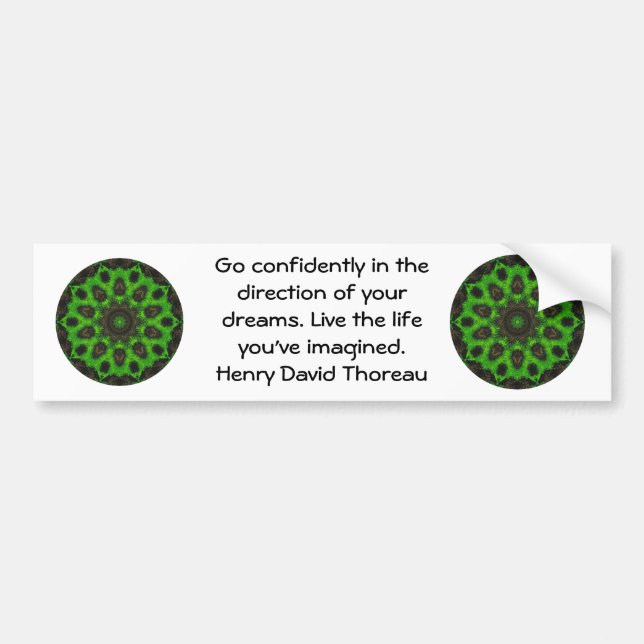 Henry David Thoreau Motivational Dream Quotation Bumper Sticker (Front)