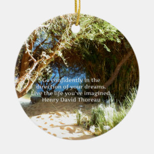 Henry David Thoreau Motivational Dream Quotation Ceramic Tree Decoration