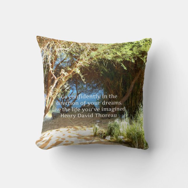Henry David Thoreau Motivational Dream Quotation Cushion (Front)