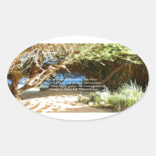 Henry David Thoreau Motivational Dream Quotation Oval Sticker