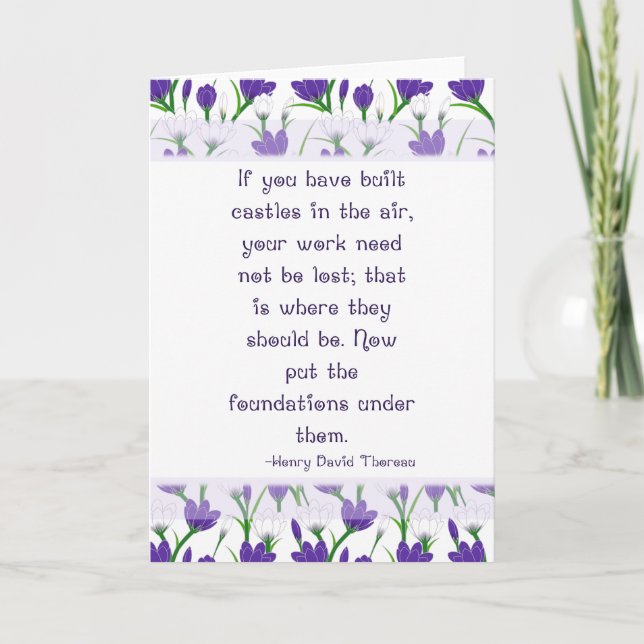 Henry David Thoreau Quote- Spring Crocus Flowers Card (Front)