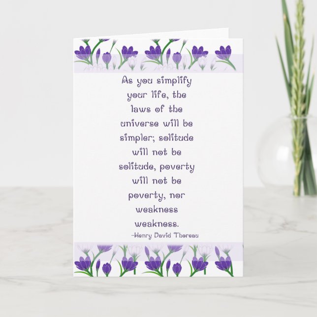 Henry David Thoreau Quote-  Spring Crocus Flowers Card (Front)