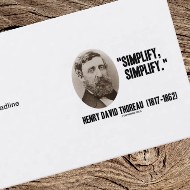 Henry David Thoreau Simplify Simplify Quote Business Card (Business card for anyone who desires to simplify his or her life)