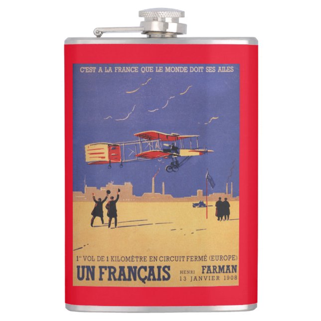 Henry Farman Flies at Issy-les-Moulineaux Hip Flask (Front)
