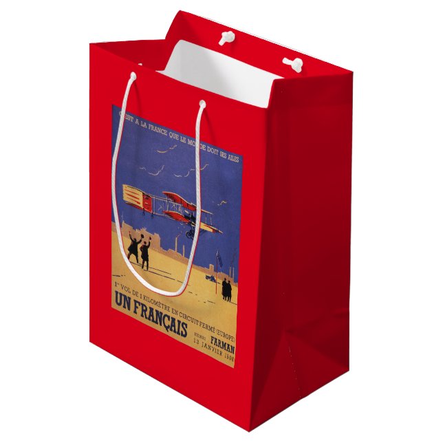 Henry Farman Flies at Issy-les-Moulineaux Medium Gift Bag (Front Angled)
