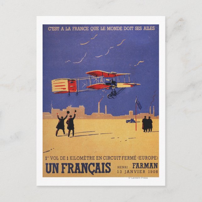 Henry Farman Flies at Issy-les-Moulineaux Postcard (Front)
