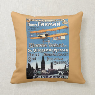 Henry Farman Flies the Flying Man Promo Poster Cushion