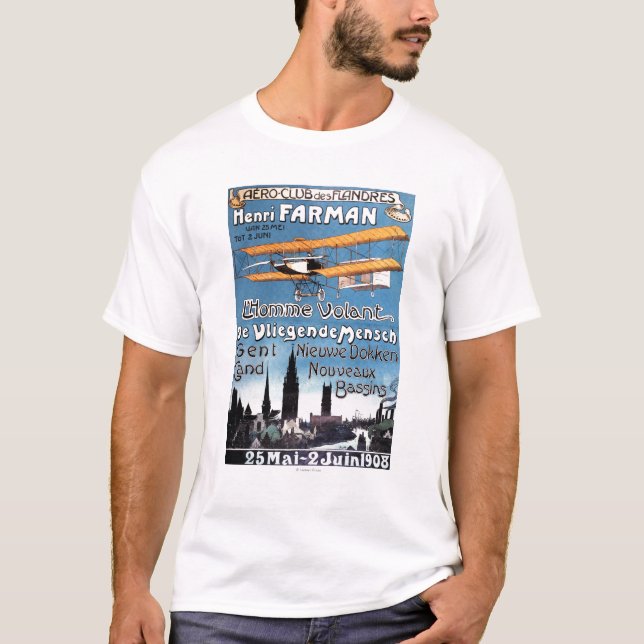 Henry Farman Flies the Flying Man Promo Poster T-Shirt (Front)