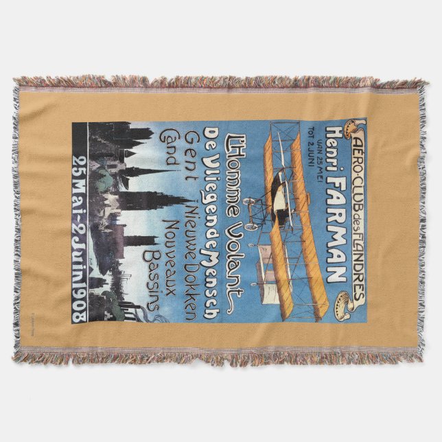 Henry Farman Flies the Flying Man Promo Poster Throw Blanket (Front)