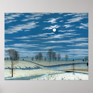 Henry Farrer Winter Scene in Moonlight Poster