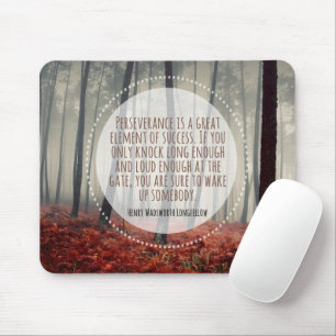 Henry Longfellow Inspirational Quote Perseverance Mouse Mat