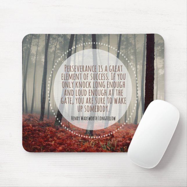 Henry Longfellow Inspirational Quote Perseverance Mouse Mat (With Mouse)