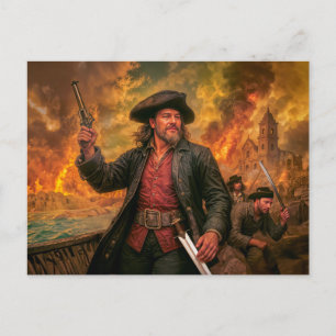 Henry Morgan Pirate Battle Portrait Postcard