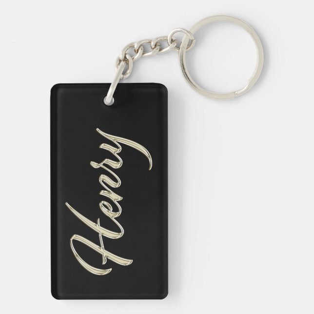 Henry Name whitegold key trailer Key Ring (Back)