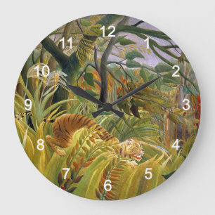 Henry Rousseau's Tiger in a Tropical Storm Large Clock