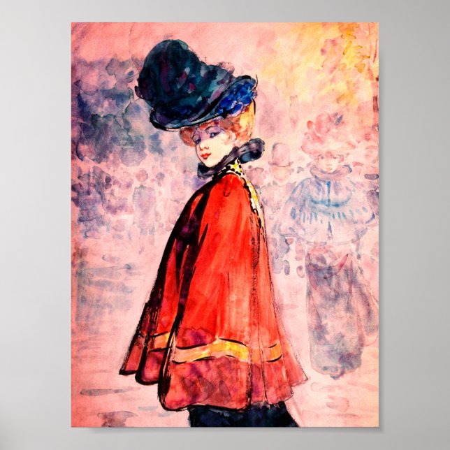 Henry Somm – Elegant In Red Cape   Poster (Front)