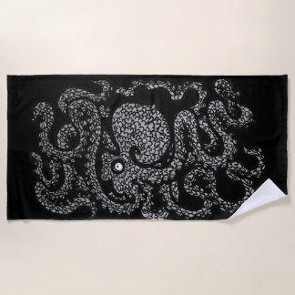 Henry the Happy Octopus Beach Towel (black)